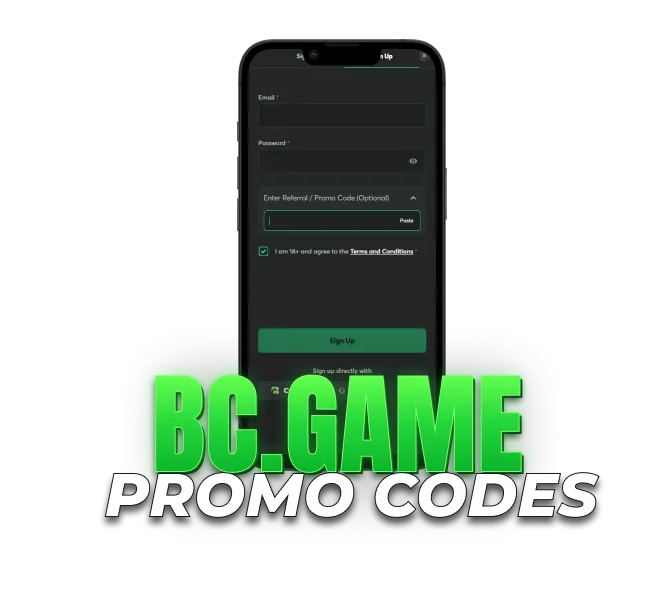 BC.GAME promo codes in India with referral code field available during mobile registration.