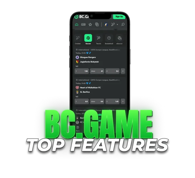 top features with mobile sports betting markets, odds and event selection.