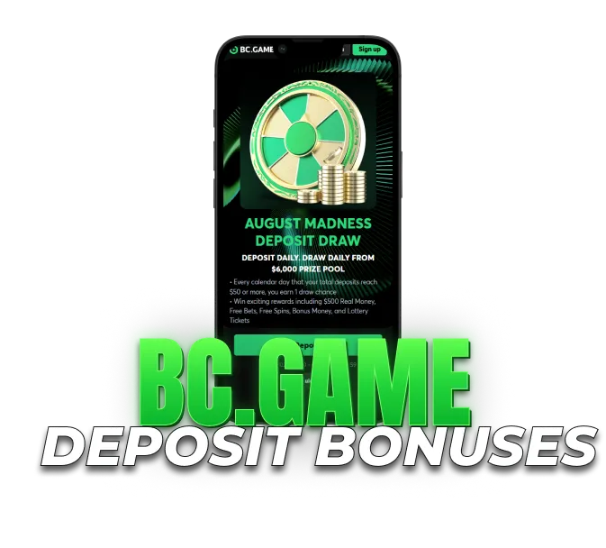 deposit bonuses featuring the August Madness deposit draw and promotional rewards.
